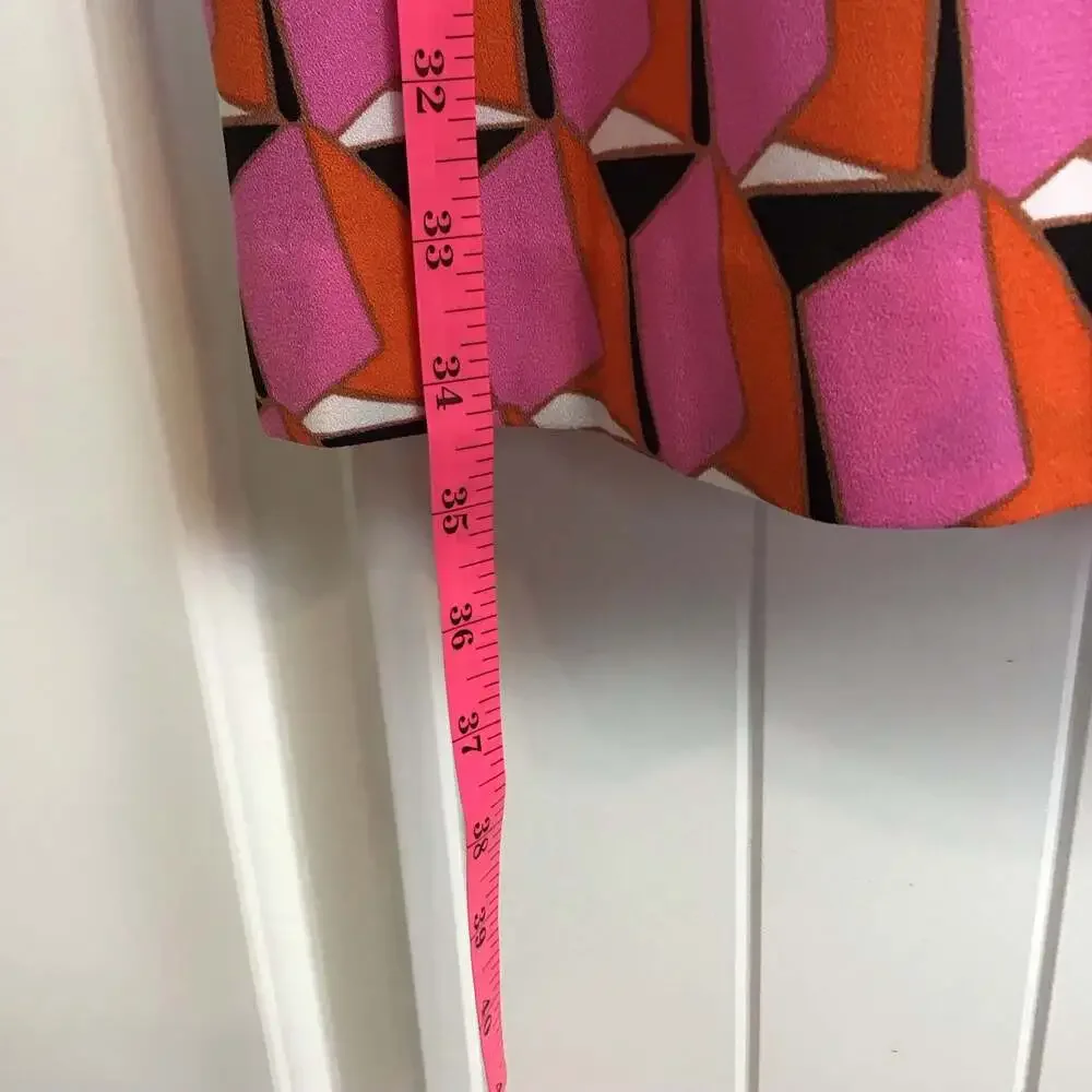 Diane von Furstenberg x Target 90's Shift Pink Martini Geo Mini Dress Size 10 - Picture 4 of 11